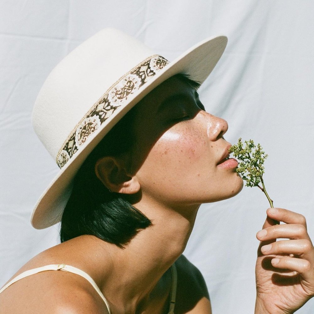 Lack of Color - The Beverly Hat in cream / b&w trim.
